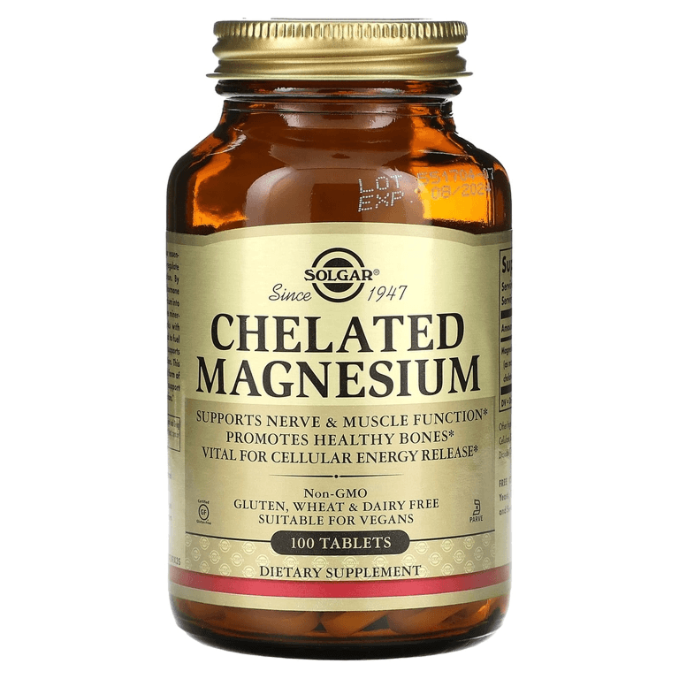 Магний глицинат, 100 мг в 1 таблетке, 100 таблеток, Solgar, Chelated Magnesium