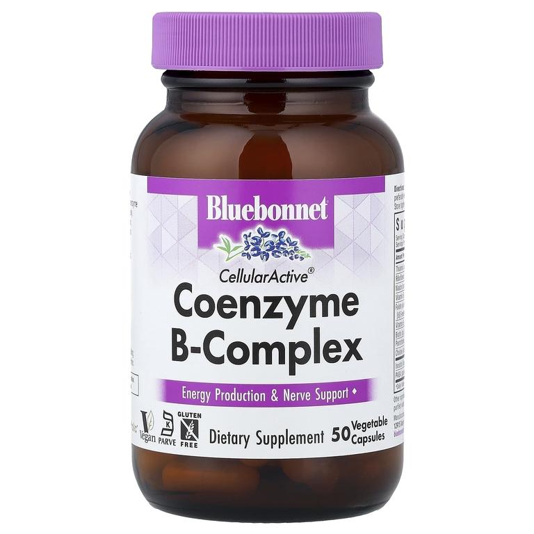 Витамины группы В, Coenzyme B-Complex, 50 растительных капсул, Bluebonnet Nutrition