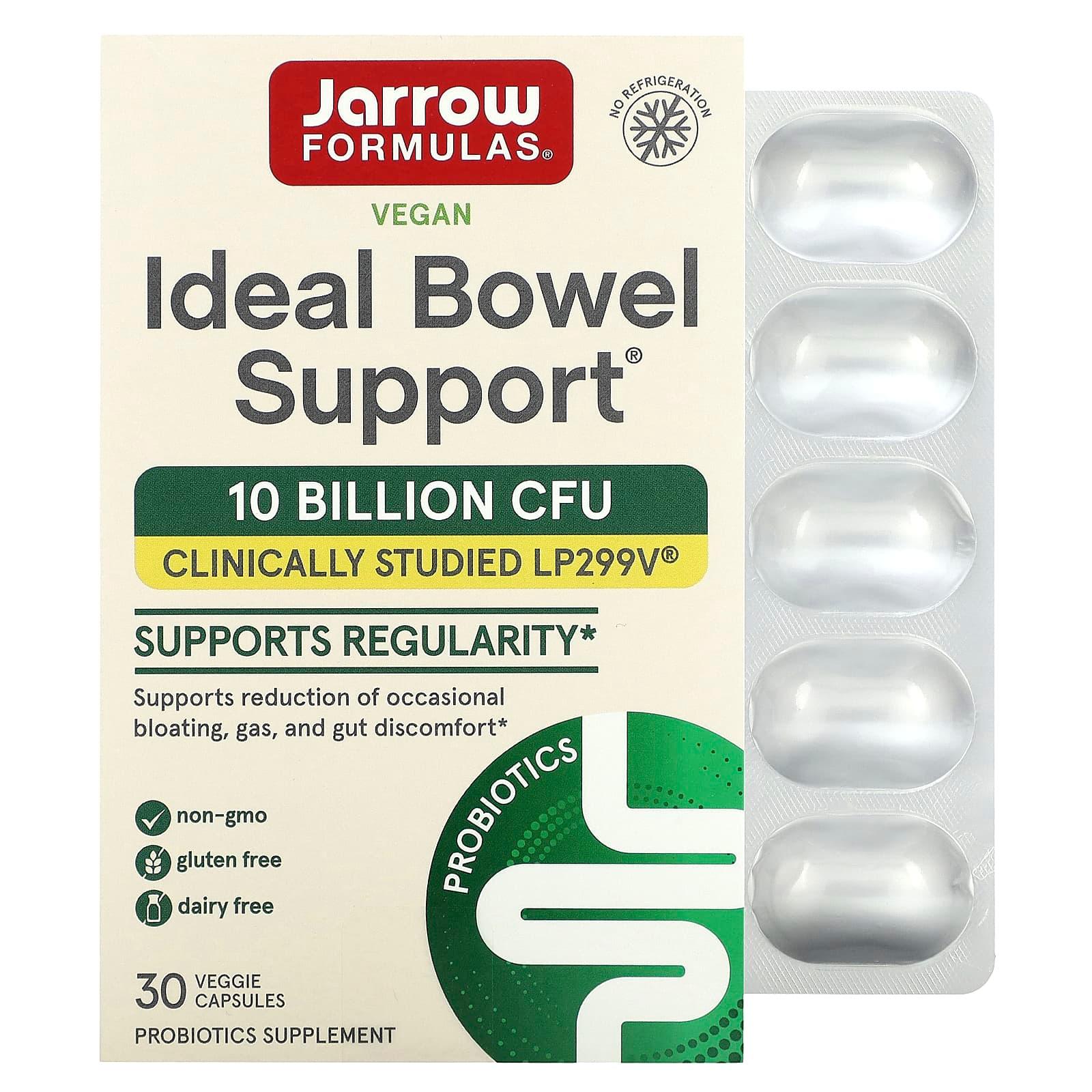 Пробиотики для здоровья кишечника, 10 млрд, 30 растительных капсул, Jarrow Formulas, Probiotic Ideal Bowel