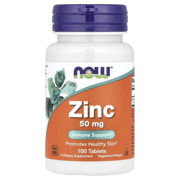 Цинк, 50 мг, 100 таблеток, NOW Foods, Zinc
