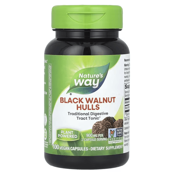 Скорлупа чёрного ореха, 100 капсул (450 мг в 1 капсуле), Black Walnut hulls, Natures Way