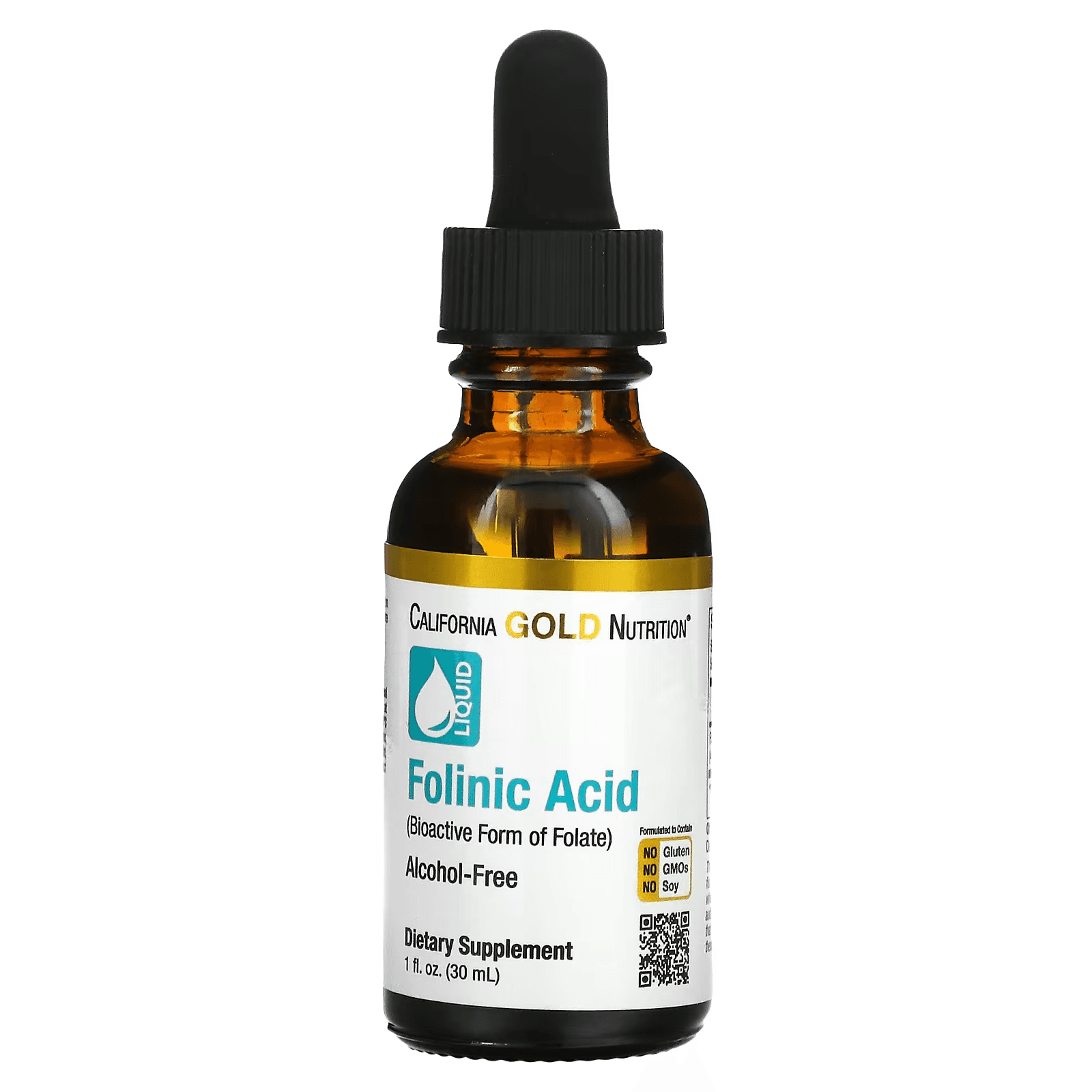 Фолиновая кислота, 30 мл, California Gold Nutrition, Folinic Acid