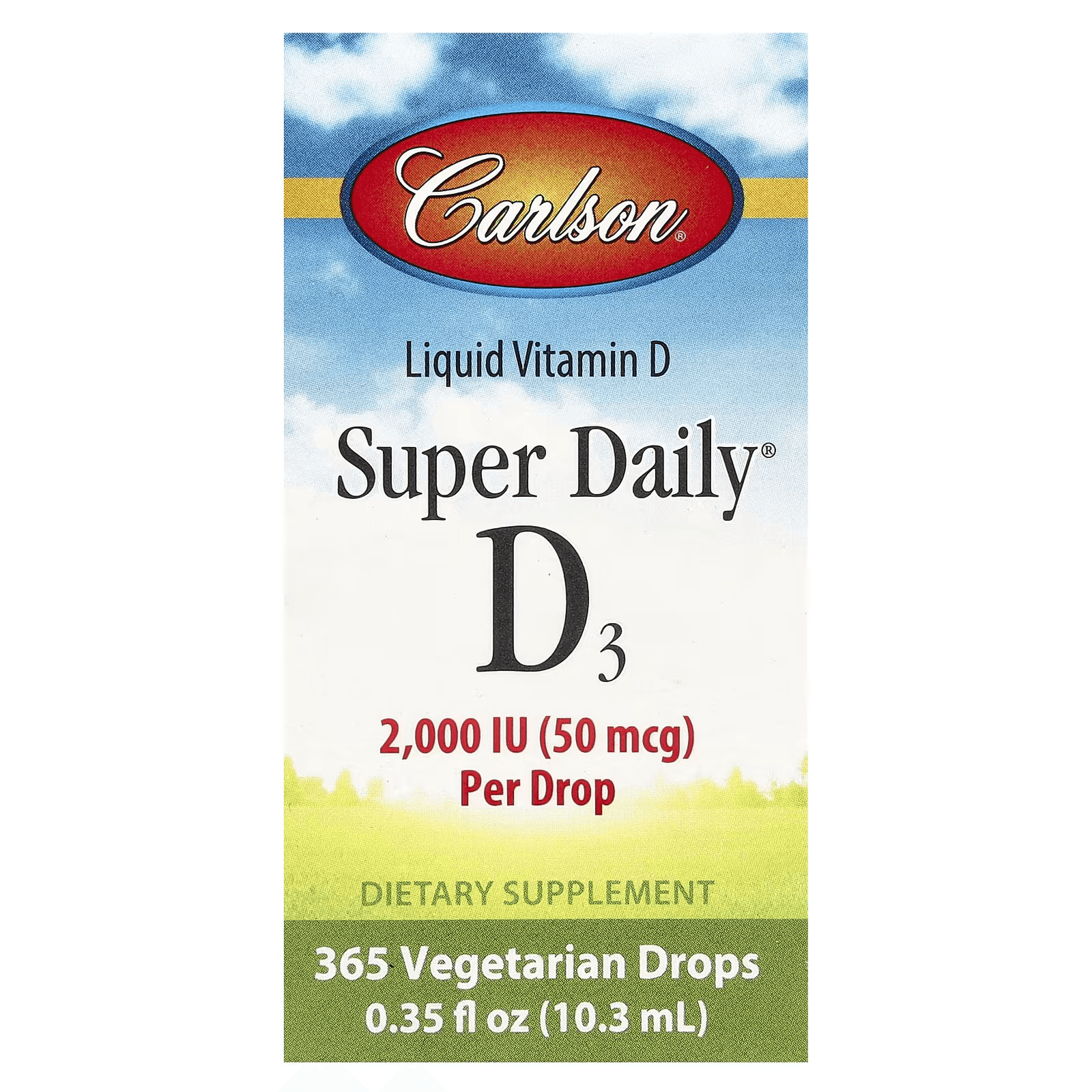 Витамин Д в жидкой форме, Super Daily,  2000 МЕ (50 мкг) в одной капле, Carlson, Liguid vitamin D Super Daily