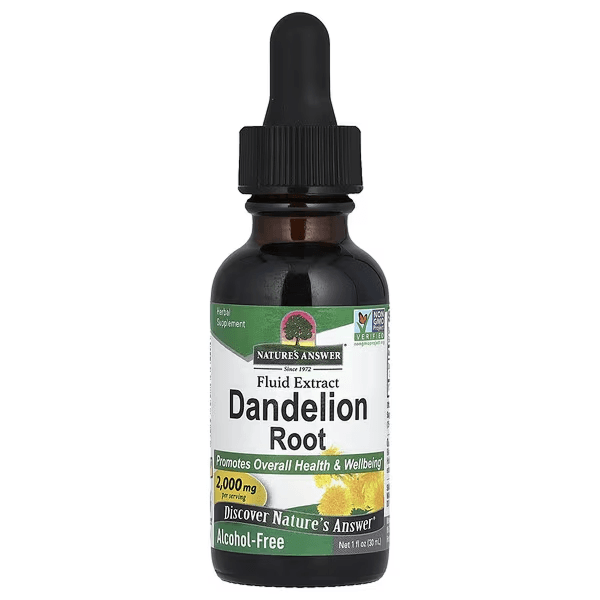 Корень одуванчика, жидкий экстракт, 2000 мг, 30 мл, Natures Answer, Dandelion Root