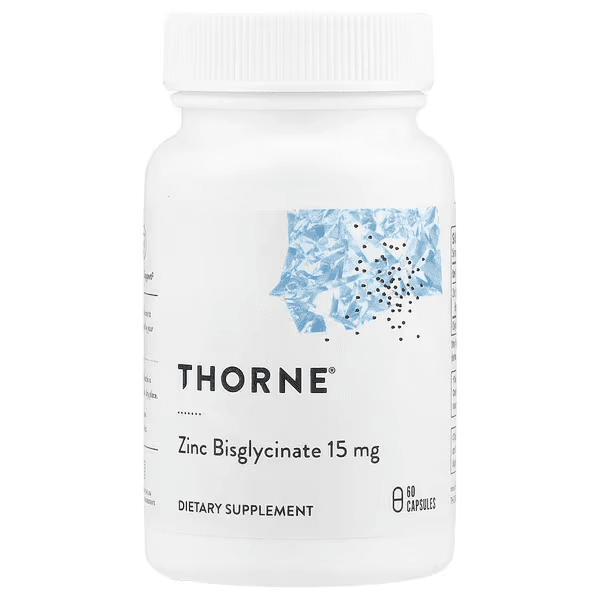 Бисглицинат цинка, 15 мг, 60 капсул, Thorne, Zinc Bisglycinate