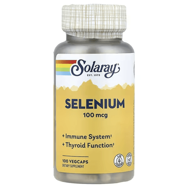 Селен, 100 мкг, 100 растительных капсул, Solaray, Selenium