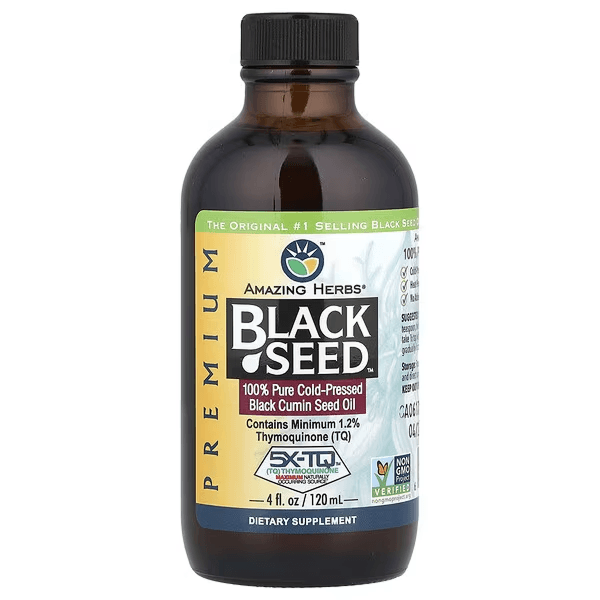Масло семян чёрного тмина холодного отжима, 120 мл, Amazing Herbs, Black Seed