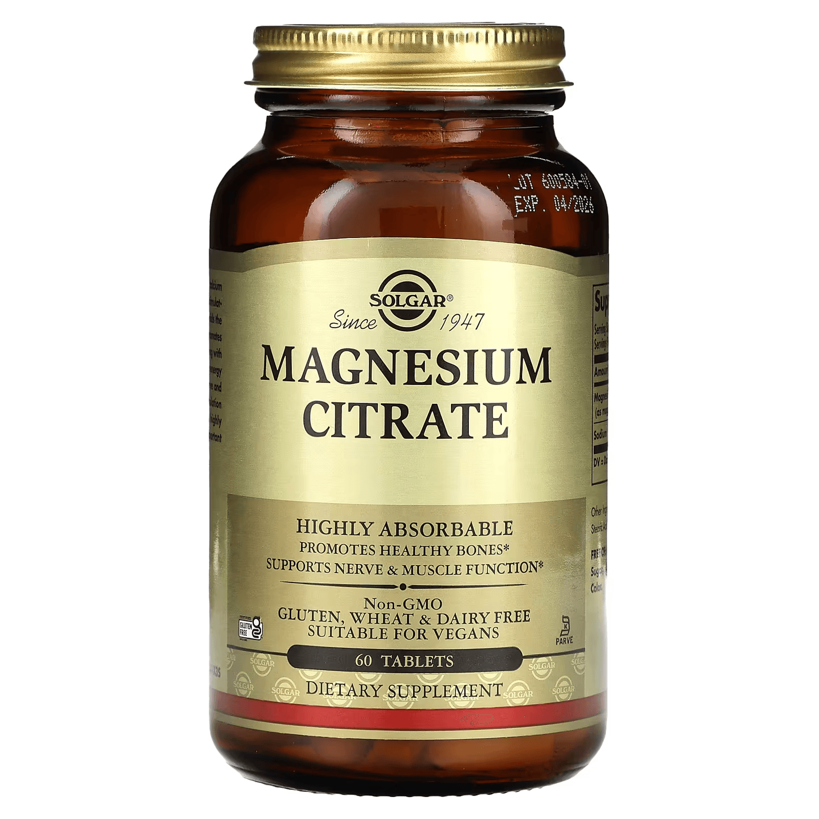 Цитрат магния, 400 мг, 60 таблеток, Solgar, Magnesium Citrate