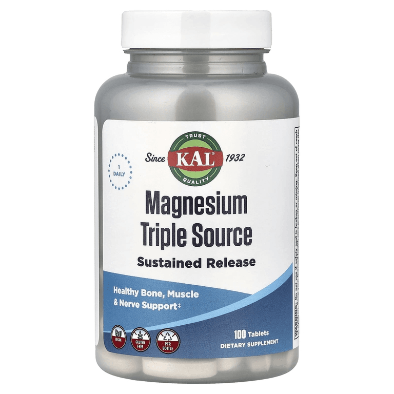 Магний комплекс, 500 мг в одной таблетке, 100 таблеток, KAL, Magnesium Triple Source