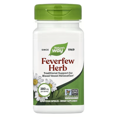 Feverfew Herb 380 mg, 100 Capsules, Nature’s Way
