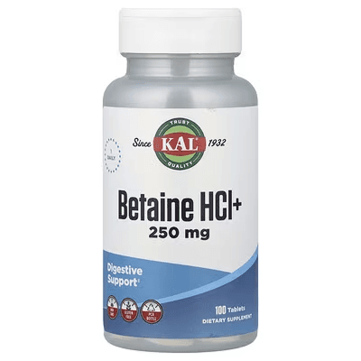 Betaine HCl 250 mg, 100 Tablets, KAL