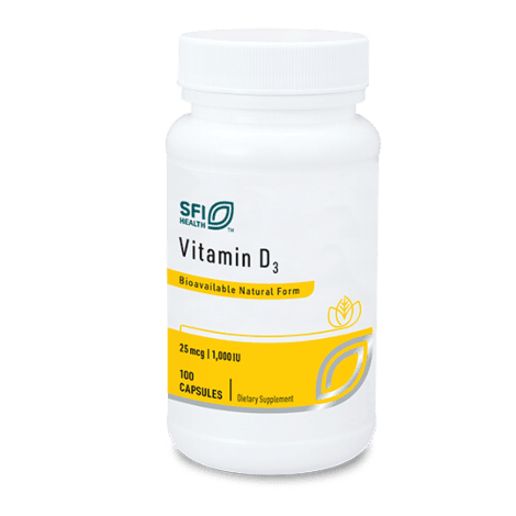 Витамин Д3, 25 мкг (1000 МЕ), 100 капсул, SFI Health, Vitamin D3