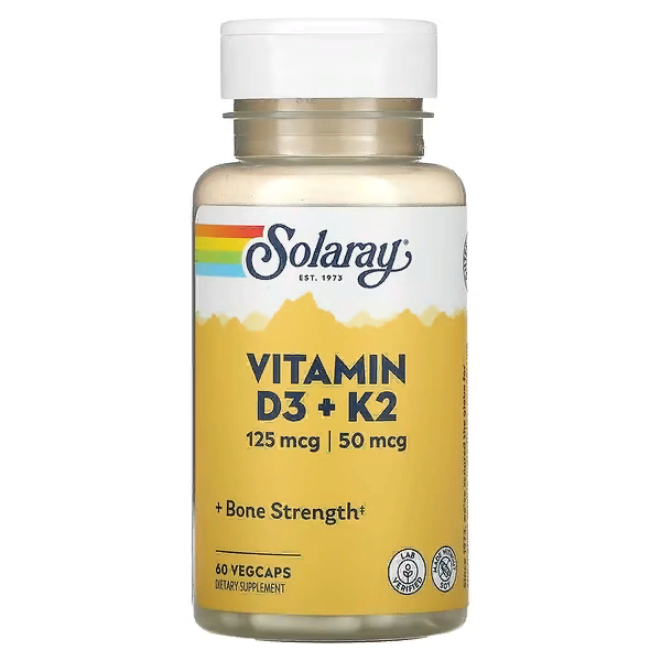 Витамины Д3 и К2, 60 растительных капсул, Vitamin D3 + K2