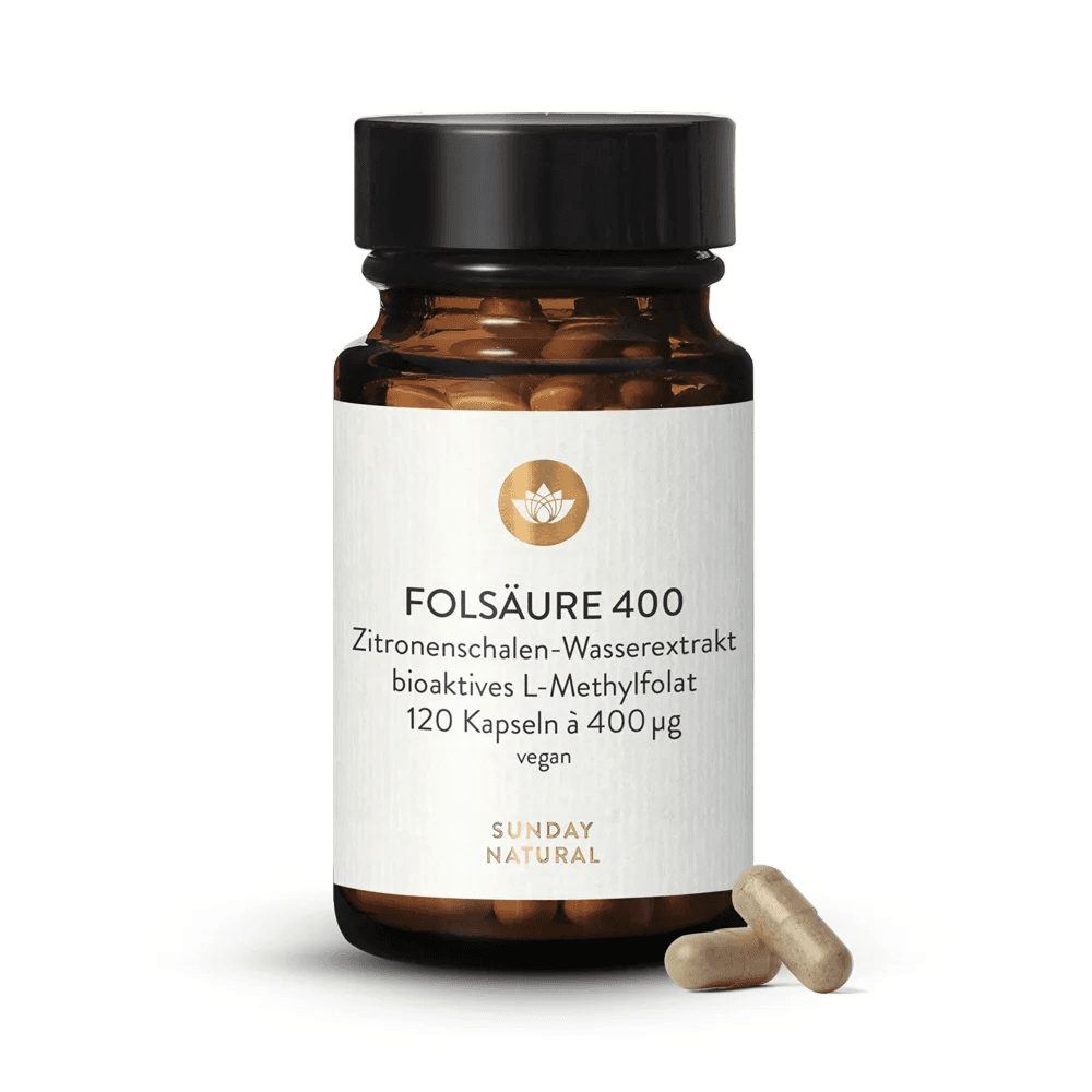 Фолиевая кислота, 400 мкг, 120 капсул, Sunday Natural, Folsaure