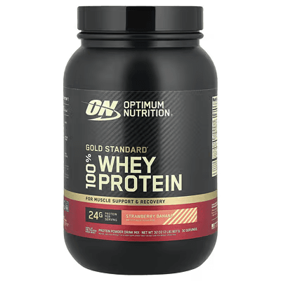 Сывороточный Протеин 100% Whey Protein, Optimum Nutrition, Клубника-Банан. 907 г