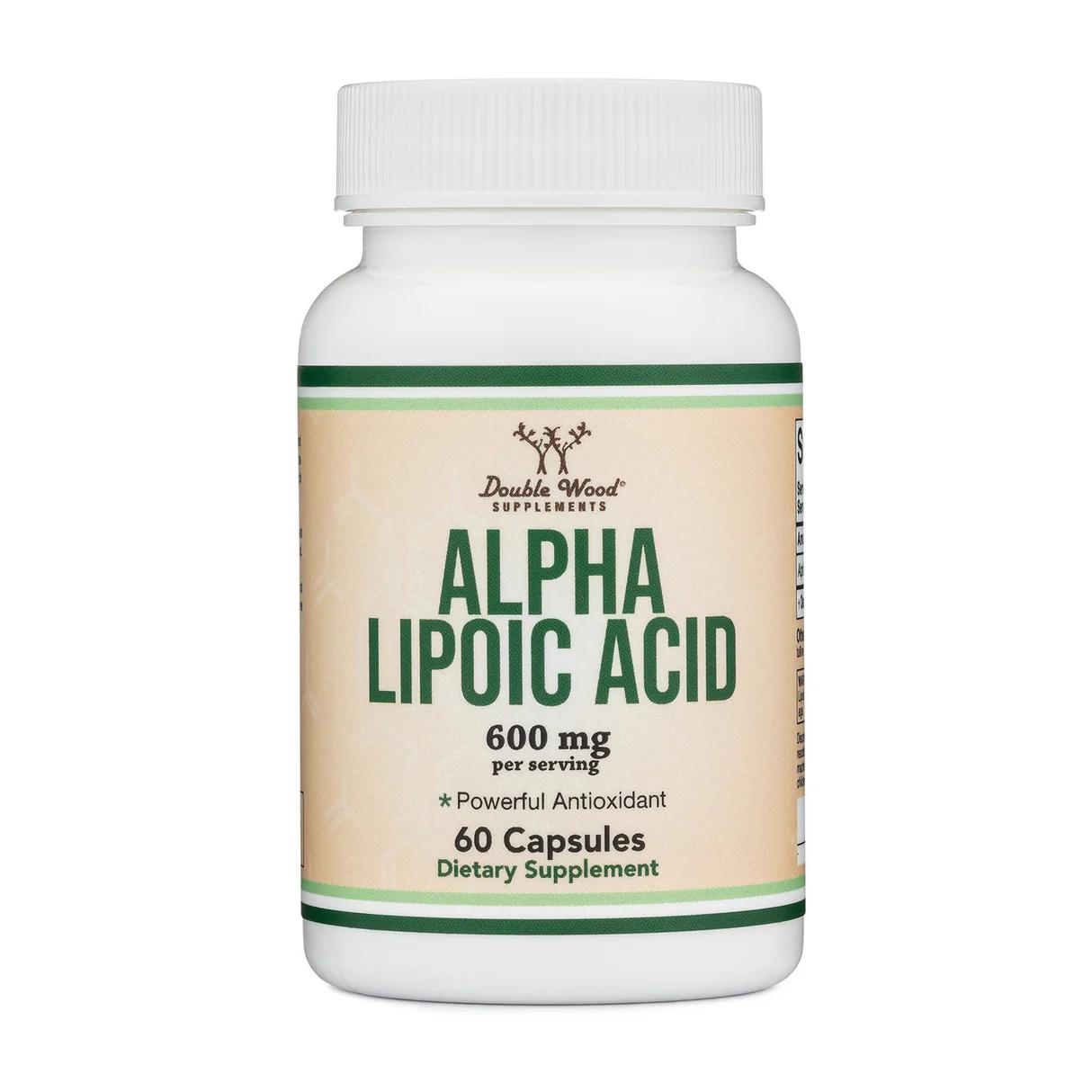 Альфа-липоевая кислота, 600 мг, 60 капсул, Double Wood, Alpha-Lipoic Acid