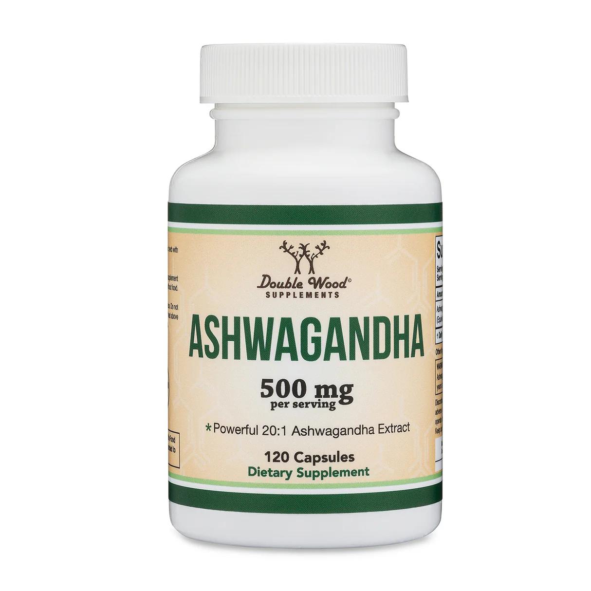 Ашваганда, 500 мг, 120 капсул, Double Wood, Ashwagandha
