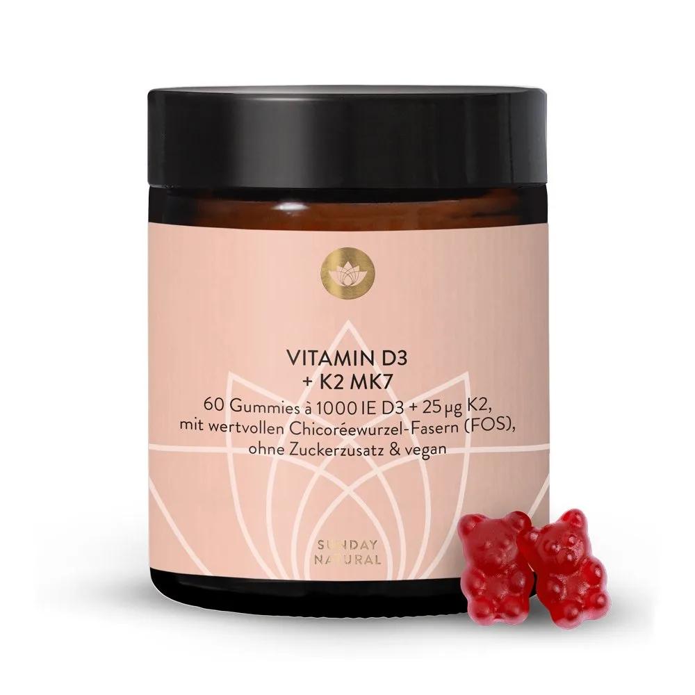 Витамин Д3+К2, 60 мармеладок, Sunday Natural, Vitamin D3+K2
