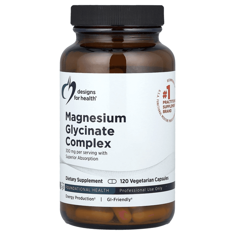 Магний глицинат, 120 капсул, Designs For Health, Magnesium Glycinate Complex