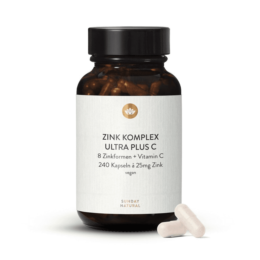 Цинк с витамином С, 240 капсул, Sunday Natural, Zinc Complex Ultra Plus C