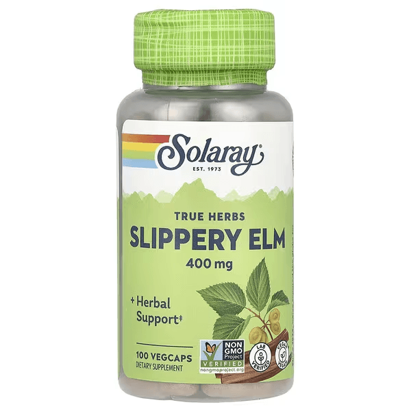 Красный вяз, Скользкий вяз, 400 мг, 100 растительных капсул, Solaray, Slippery Elm