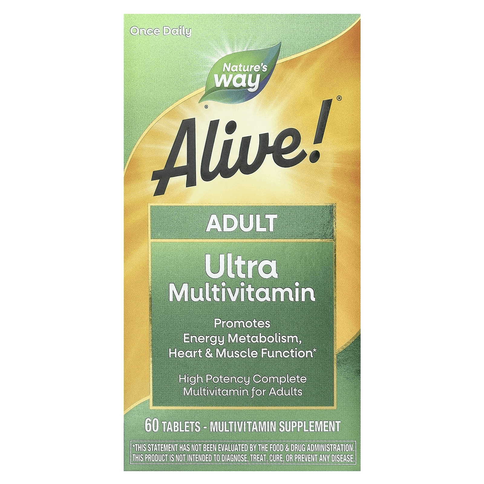Мультивитамины для взрослых, 60 таблеток, Nature's Way, Alive, Multivitamin Adult Ultra Potency