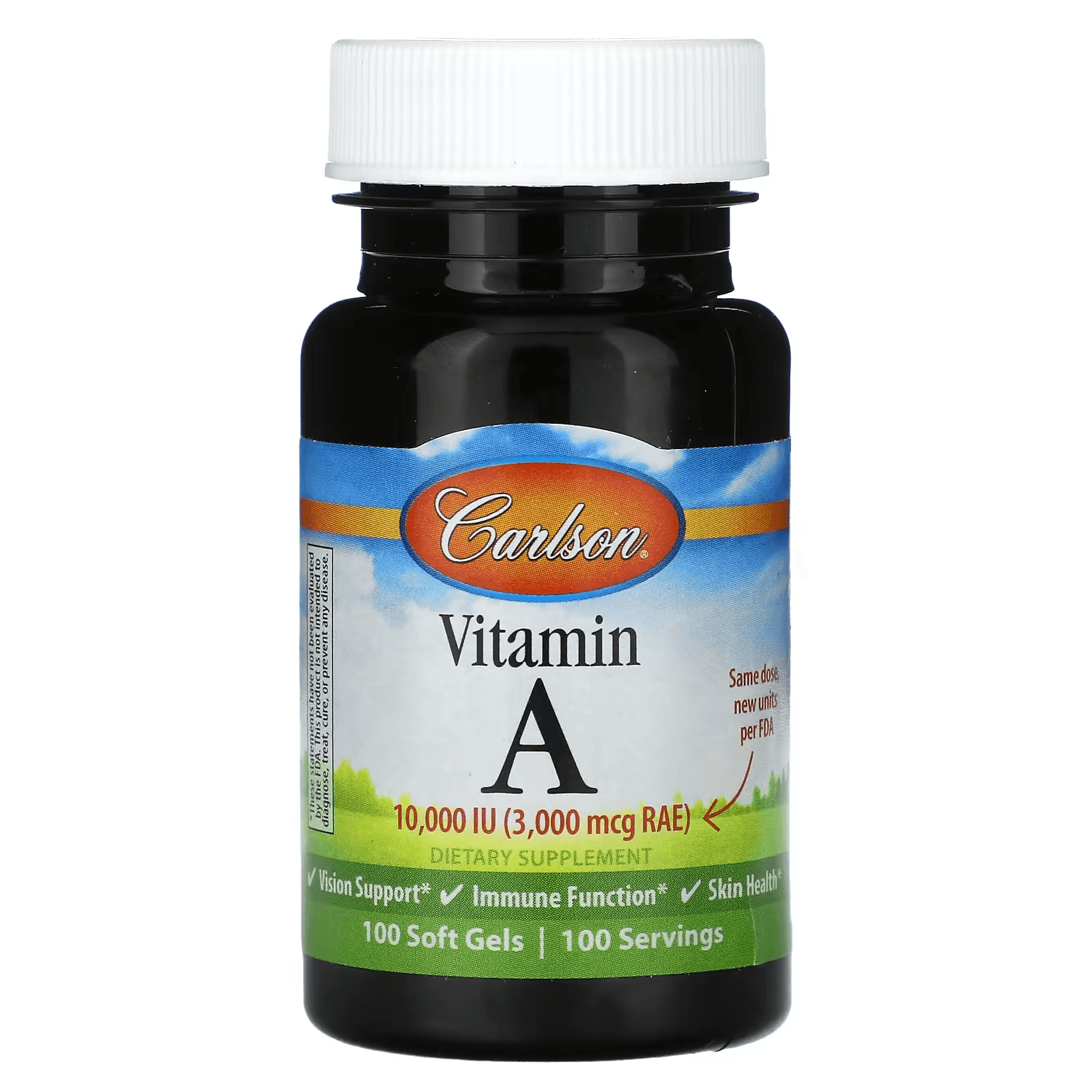 Витамин А, 3000 мкг RAE (10 000 МЕ), 100 капсул, Carlson, Vitamin A