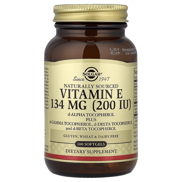 Витамин Е натуральный, 134 мг (200 МЕ), 100 капсул, Solgar, Vitamin E