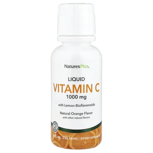 Жидкий витамин C, 1000 мг, вкус апельсин, 236 мл, Natures Plus, Liquid Vitamin C