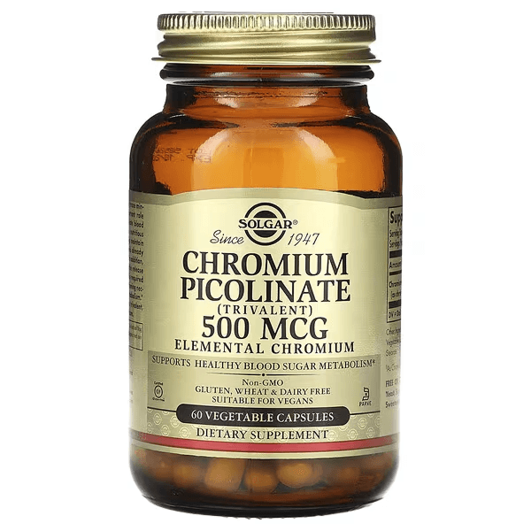 Пиколинат хрома, 500 мкг, 60 растительных капсул, SOLGAR, Chromium Picolinate
