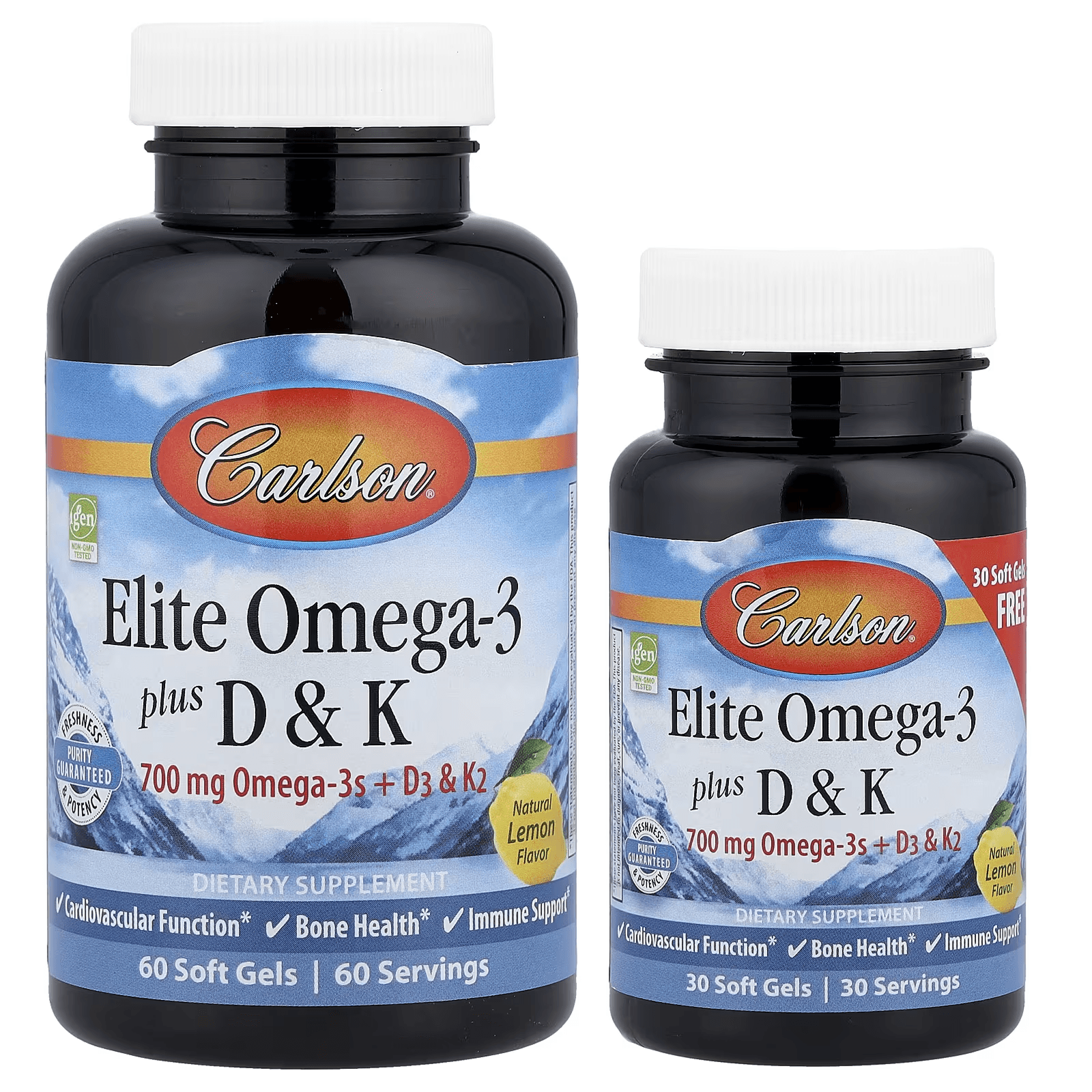 Омега-3 с витаминами Д3 и К2, 90 капсул, Carlson, Elite Omega-3 plus D and K
