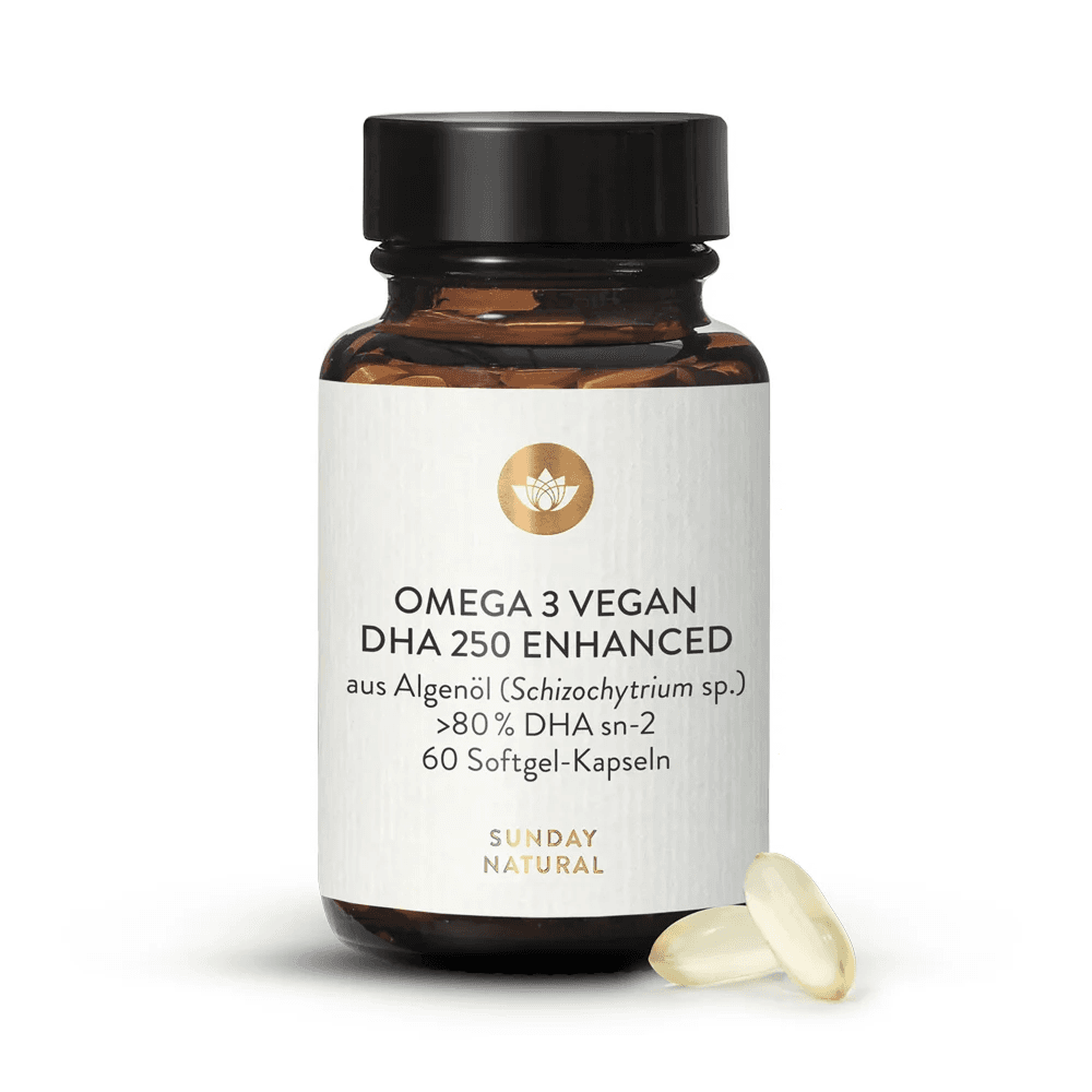 Омега-3 Веганский с ДГК, 250 мг, 60 растительных капсул, Sunday Natural, Omega 3 Vegan DHA Enhanced