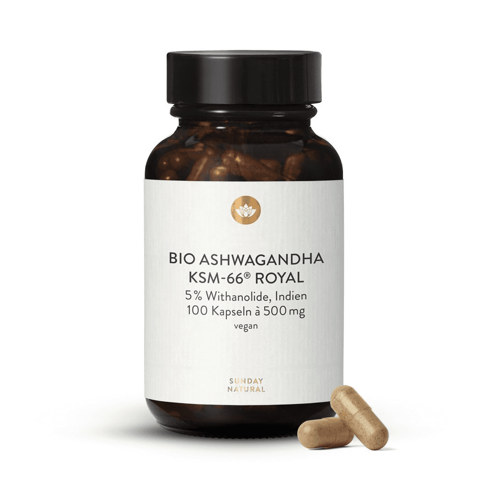 Ашваганда KSM-66®, 500 мг, 100 капсул, Sunday Natural, Bio Ashwagandha KSM-66 Royal