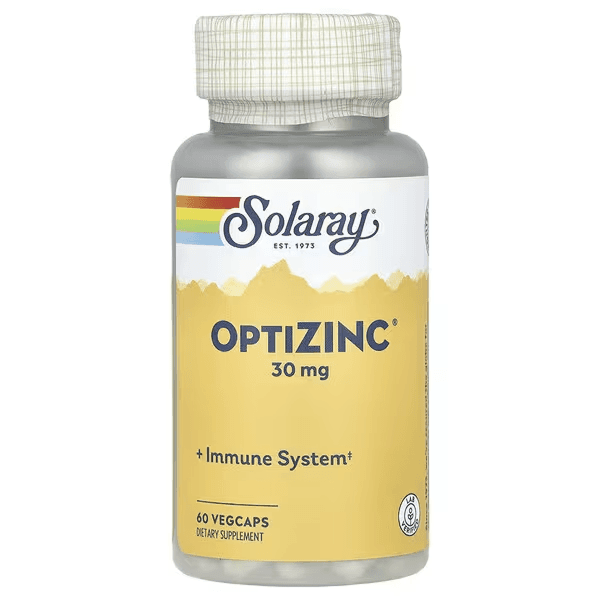 Цинк, 30 мг, 60 капсул, Solaray, Optizinc