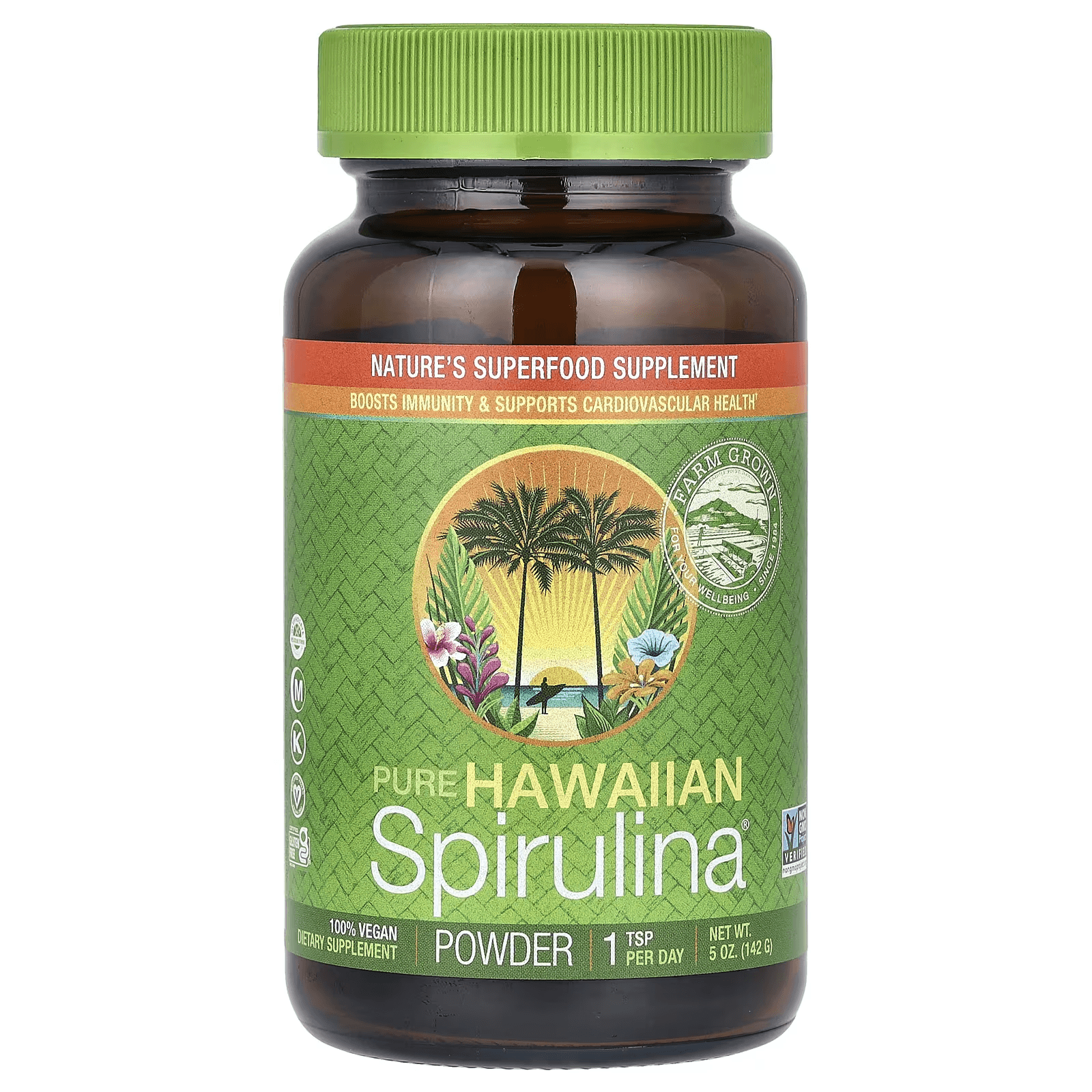 Гавайская спирулина в порошке, 142 г, Nutrex Hawaii, Spirulina pure Hawaiian POWDER
