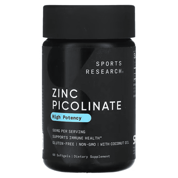 Пиколинат цинка, 50 мг, 60 капсул, Sports Research, Zinc Picolinate