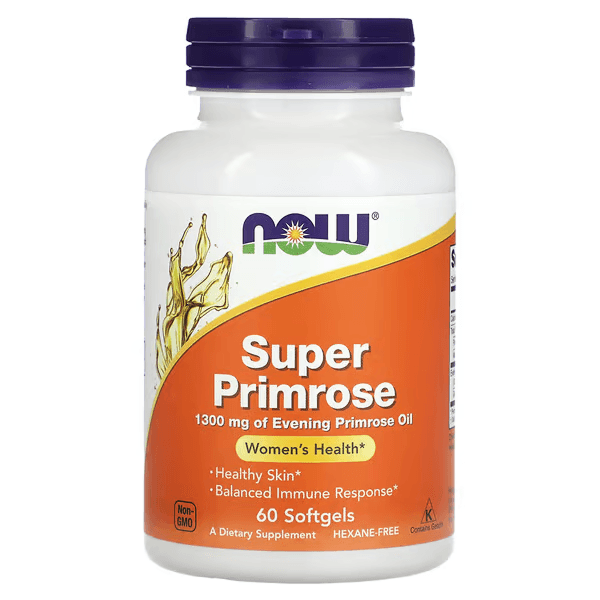 Масло примулы вечерней, 1300 мг, 60 капсул, NOW Foods, Primrose Super