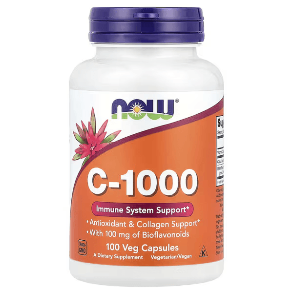 Витамин C-1000, 100 растительных капсул, NOW Foods, Vitamin C