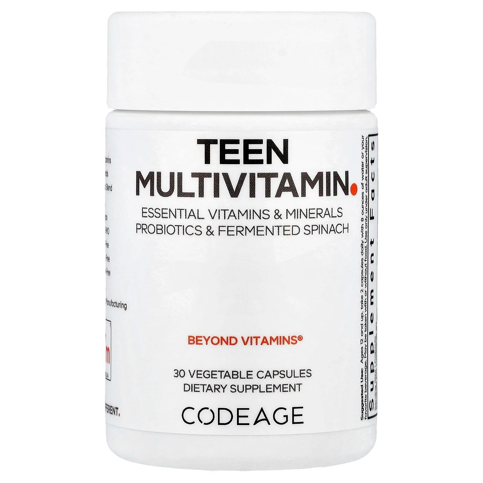 Мультивитамины для подростков, 30 капсул, Codeage, Teen Multivitamin