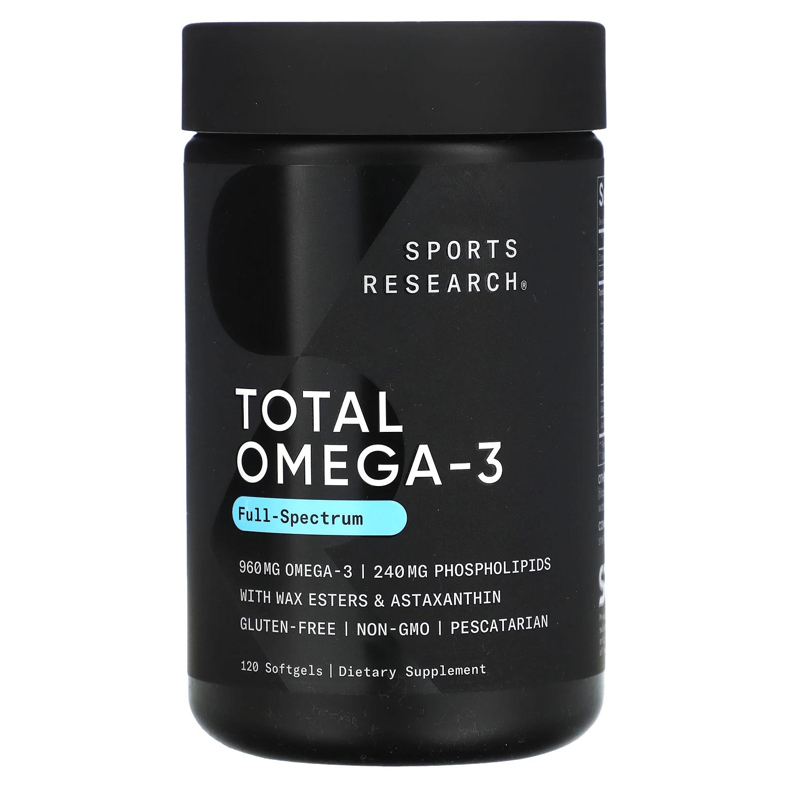 Омега-3 с астаксантином, 120 капсул, Sports Research, Total Omega-3