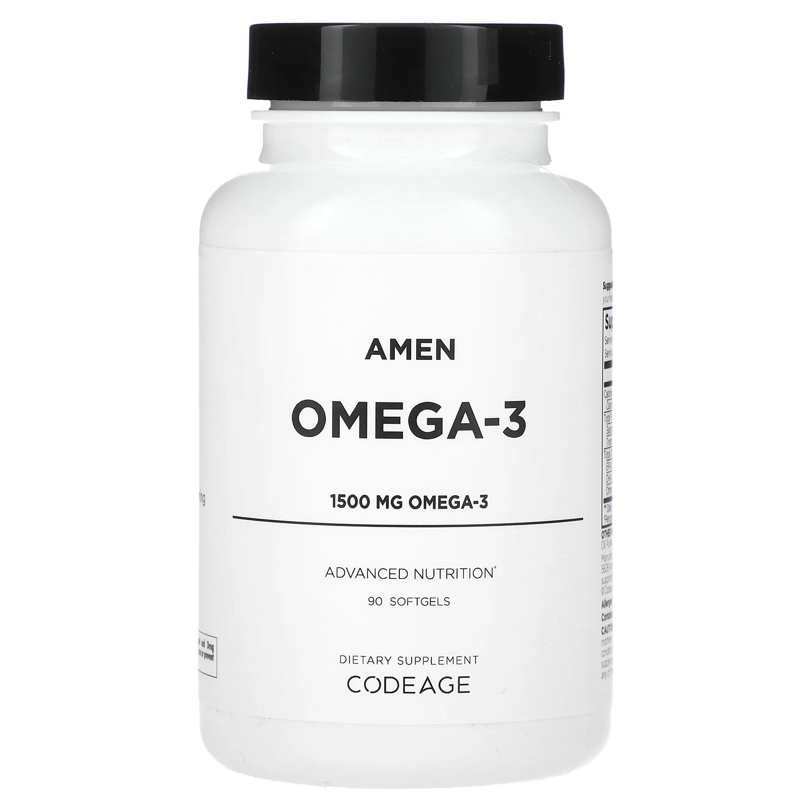 Омега-3, 1500мг, 90 капсул, Codeage, Amen Omega-3